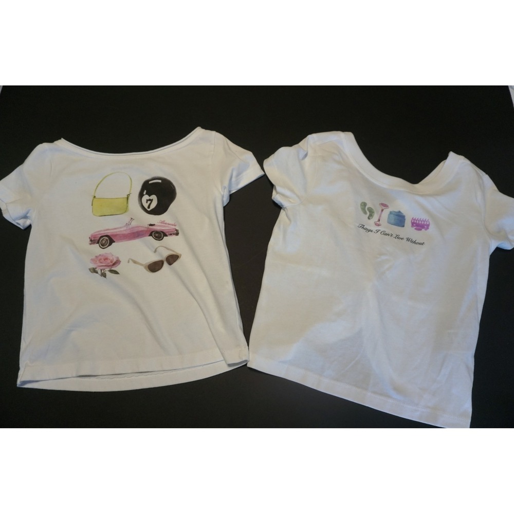 Abercrombie Kids White Graphic T-Shirt Set 7/8 9/10 Twist Front 2 Pack